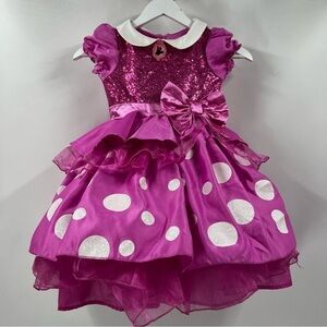 Disney Fuchsia Pink Sequin Top and Built in Petticoat Kids Costume Dress Sz 4/6